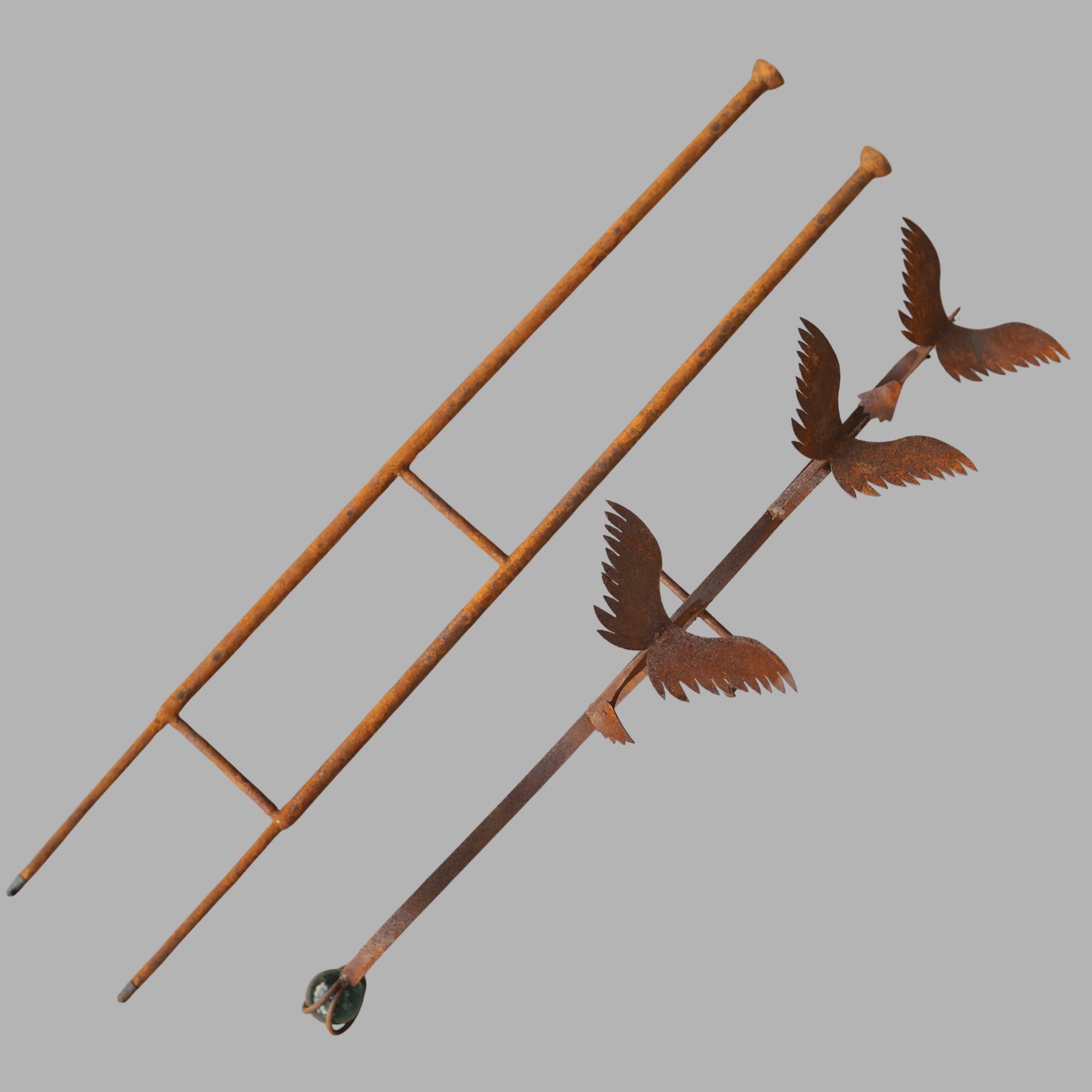 W3560-Bird - Rocking stake of hummingbird with glass ball