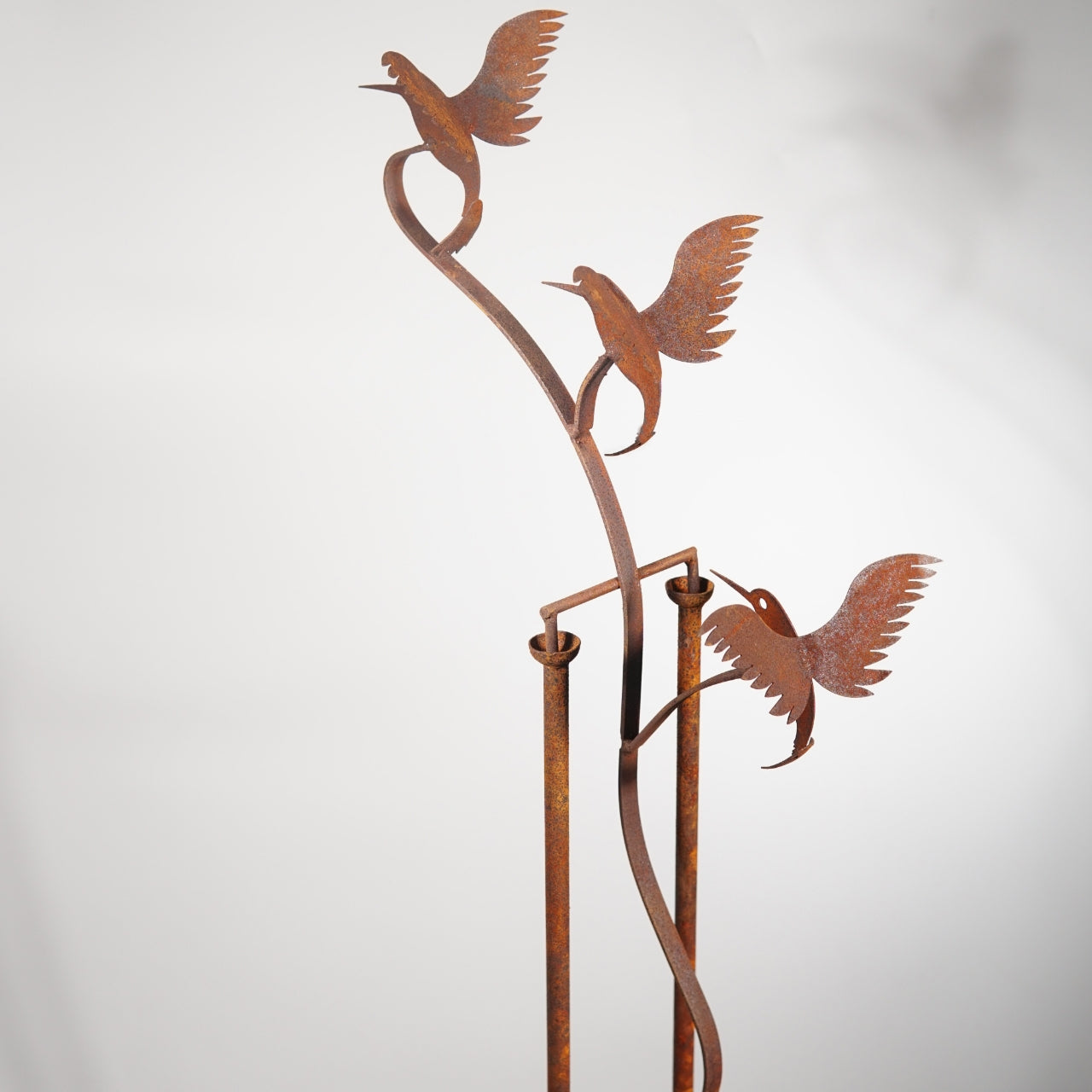 W3560-Bird - Rocking stake of hummingbird with glass ball