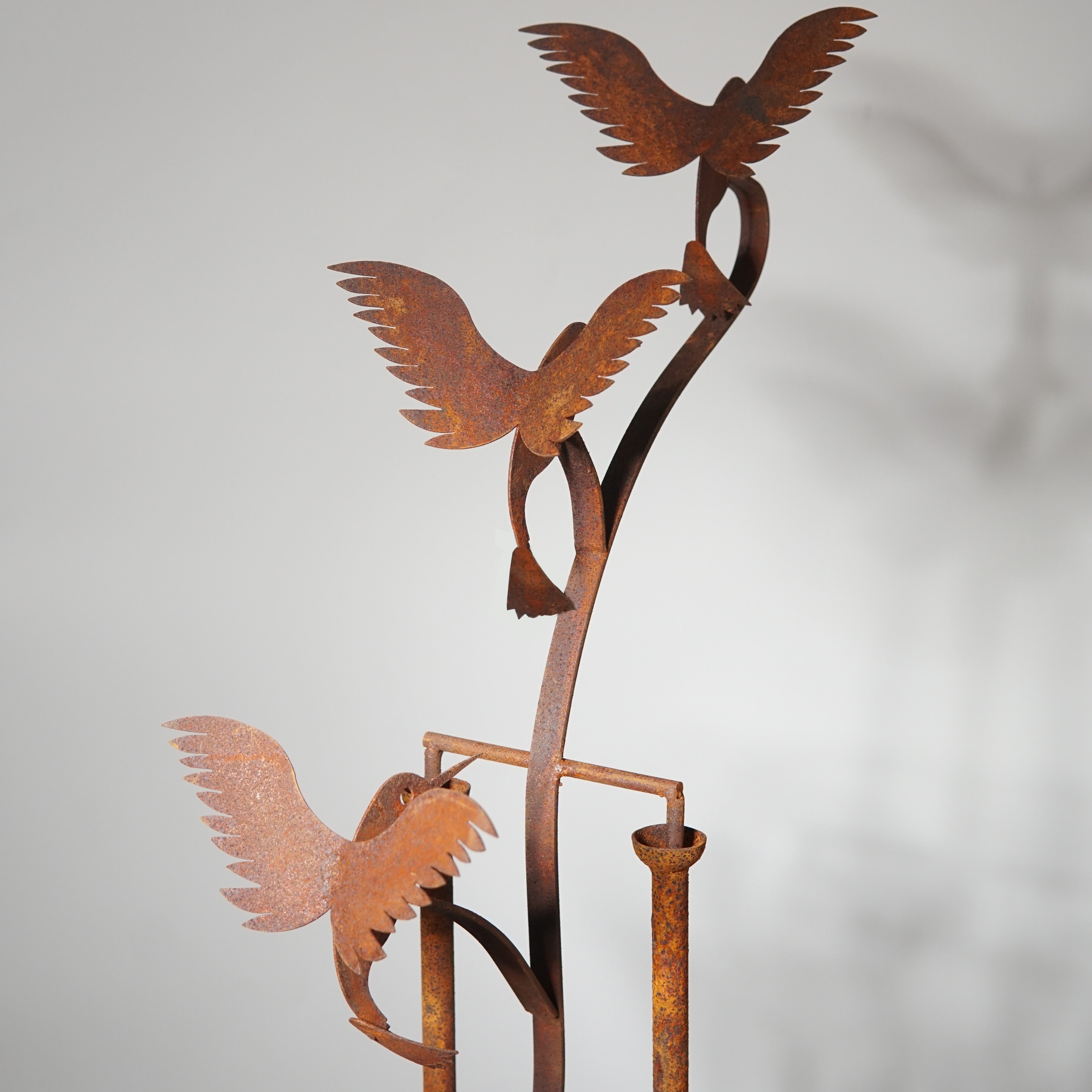 W3560-Bird - Rocking stake of hummingbird with glass ball