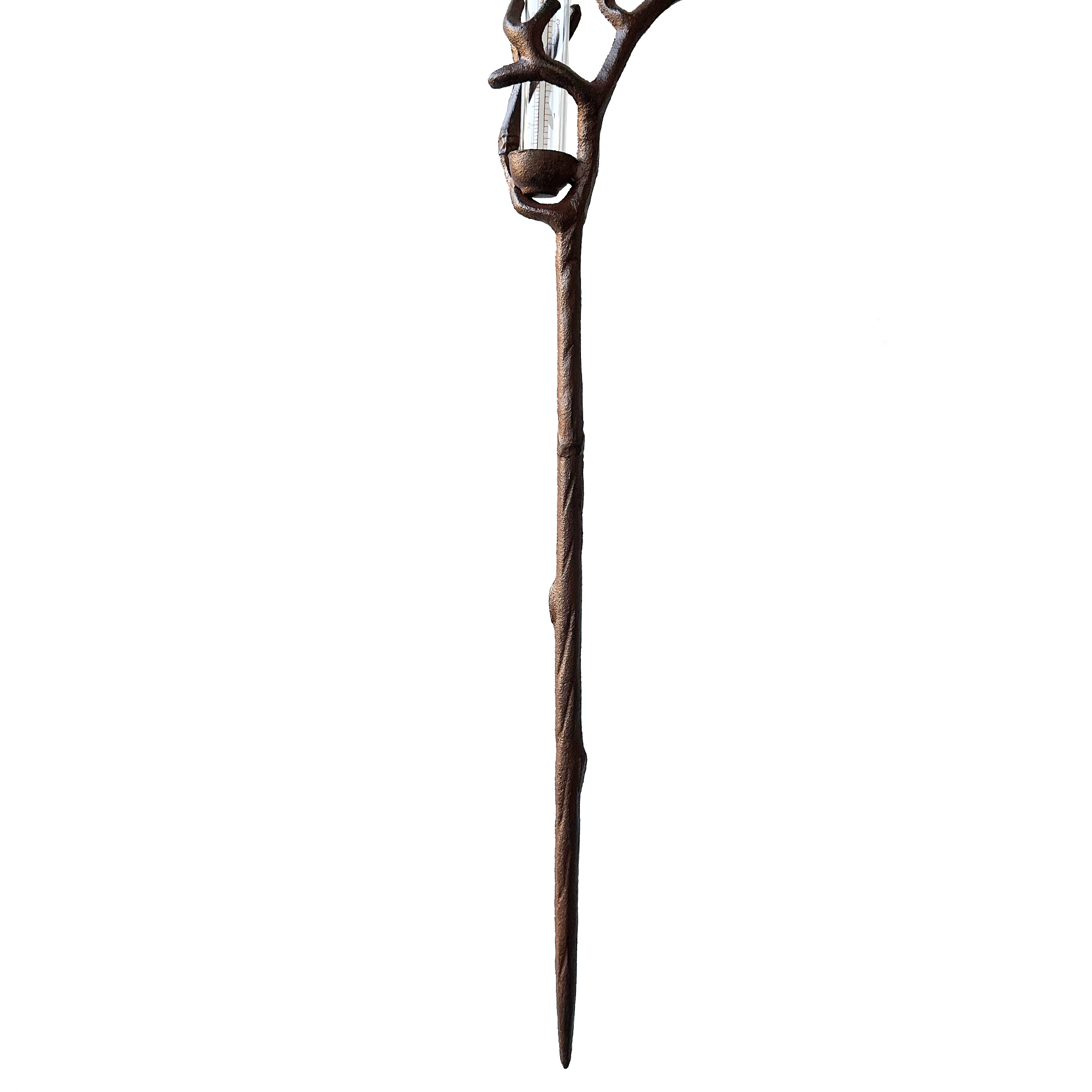 Cast Iron Rain Gauge Stake - Bird with small rain gauge - YW-CIRG-011