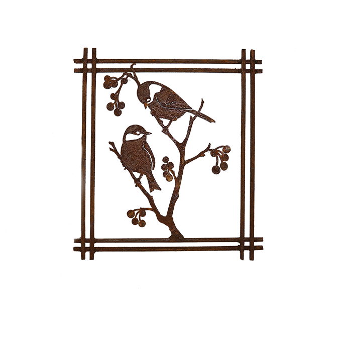 *W4280 Frame chickadees & berries Set of 3