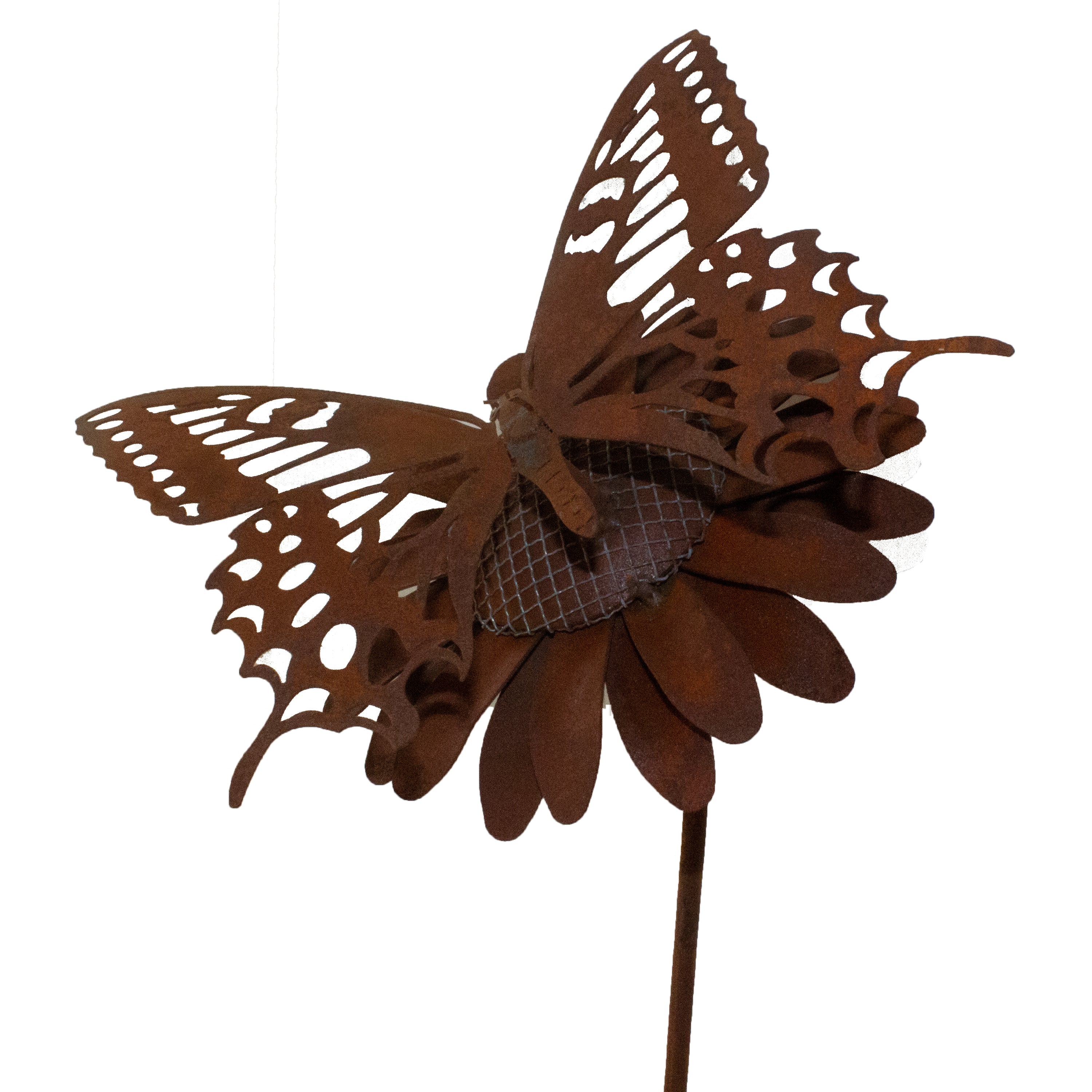 W4604 Garden stake - Butterfly on flower - Set of 2