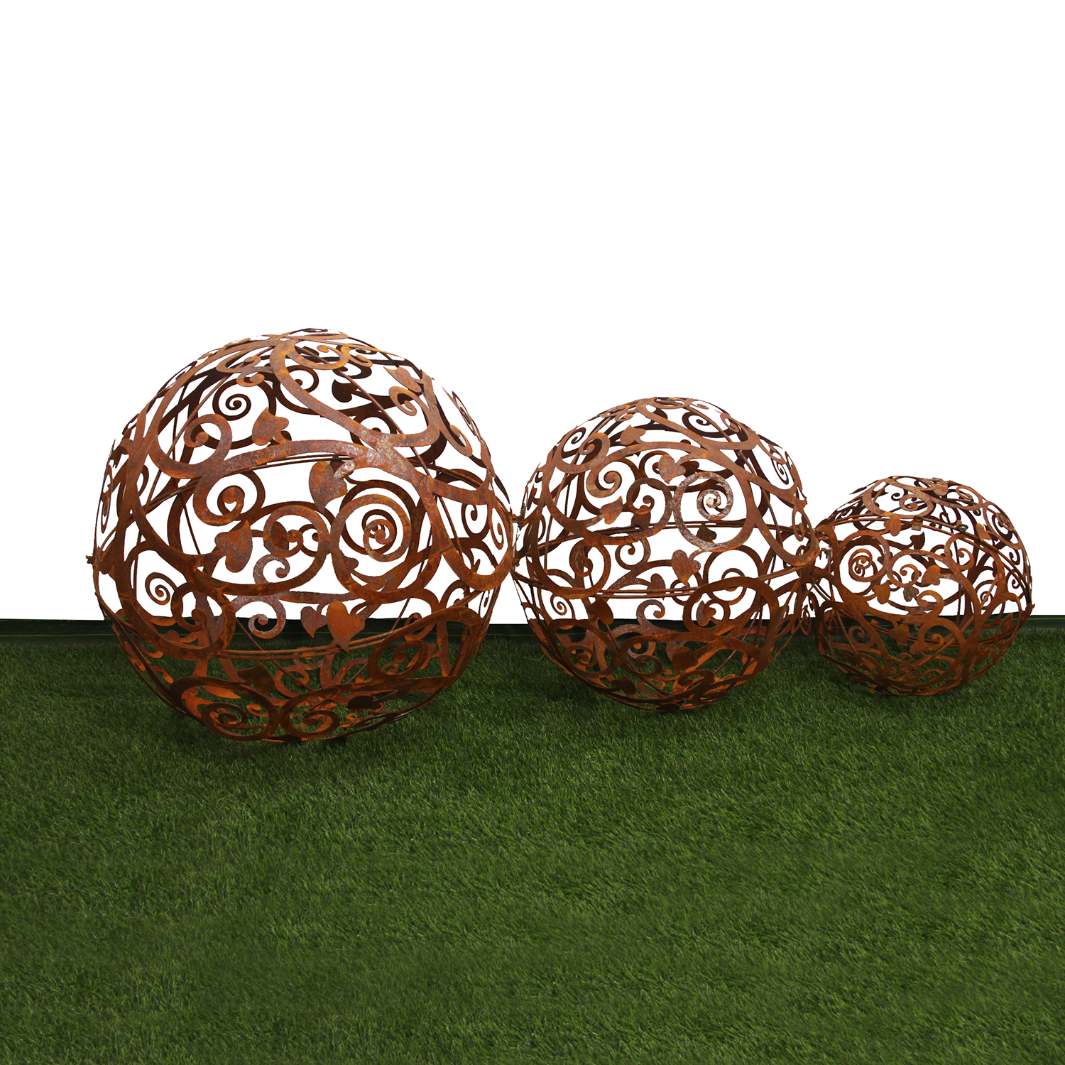 DE03005ABC-KD GARLAND-DECORATED STEEL BALL SET - 3 balls in one carton