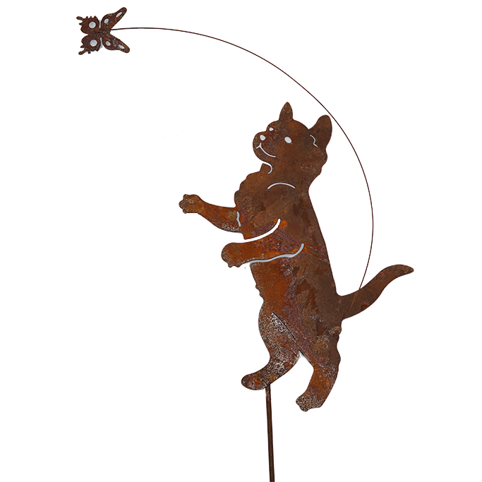 *DE02050  Cat and butterfly w/stake - SET OF 5