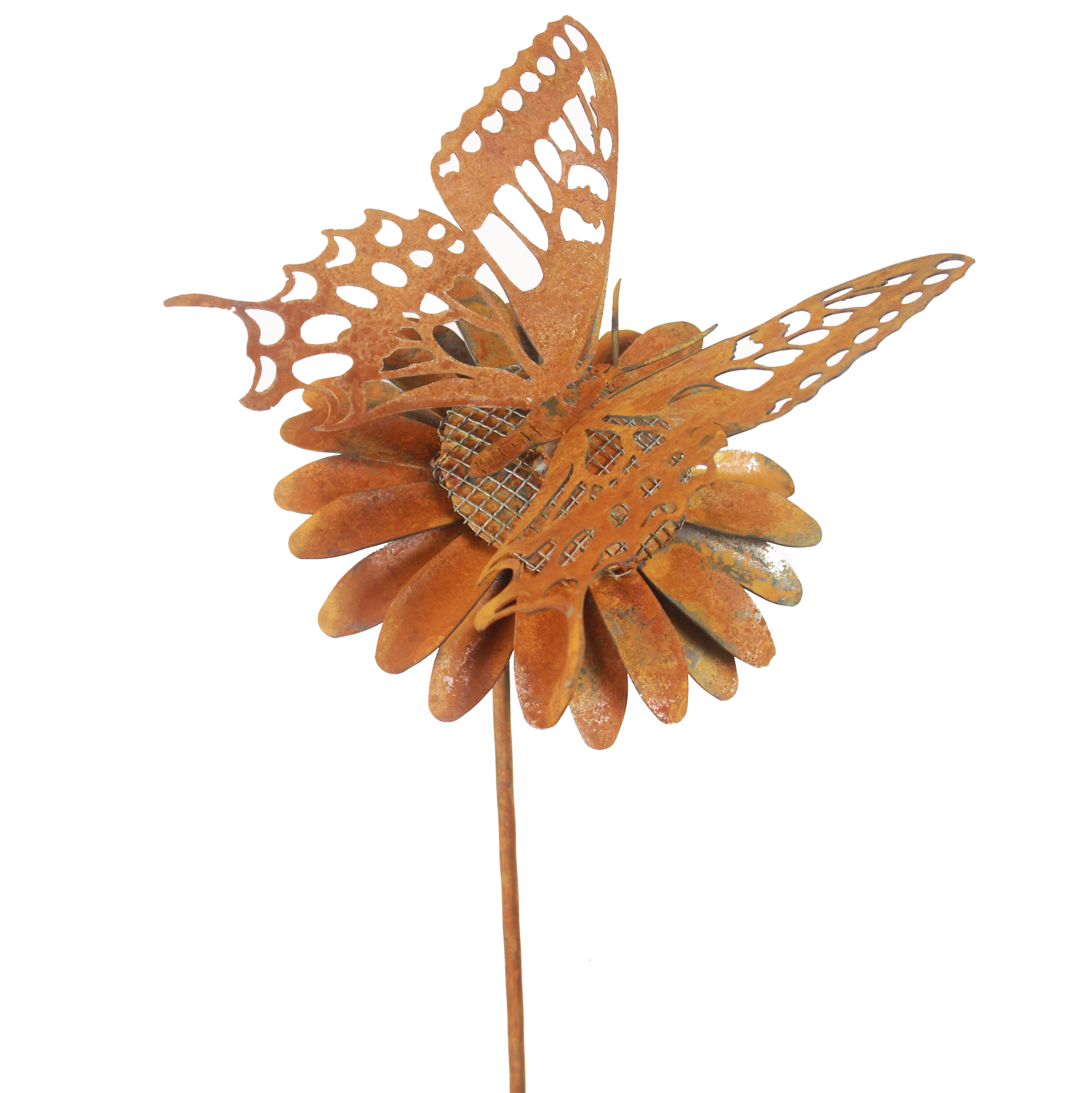 W4604 Garden stake - Butterfly on flower - Set of 2