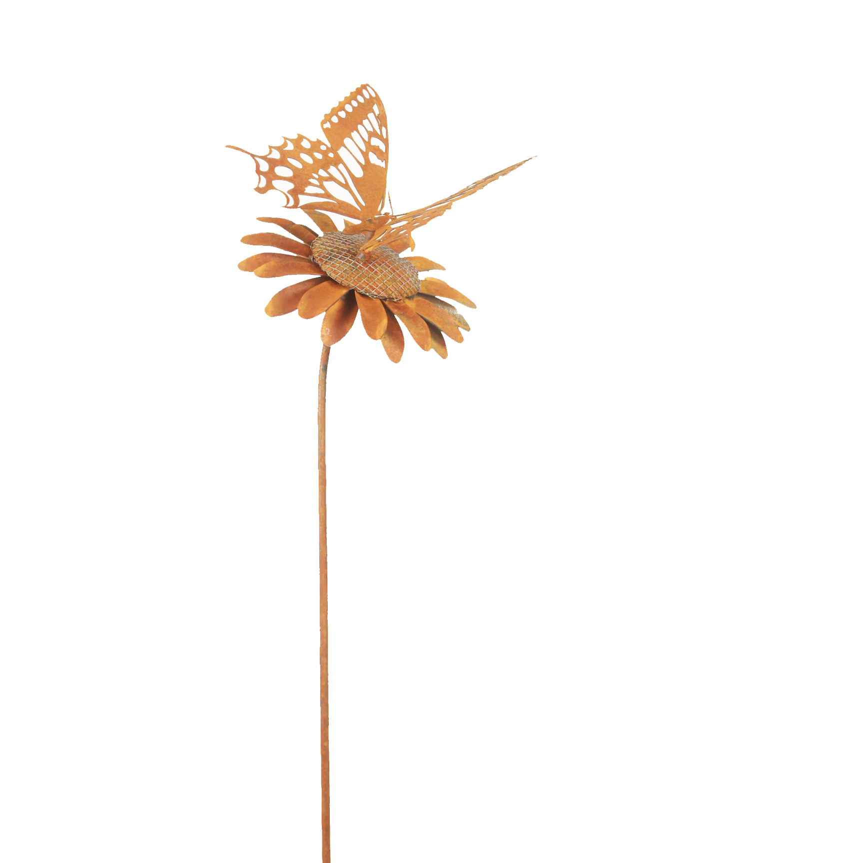 W4604 Garden stake - Butterfly on flower - Set of 2