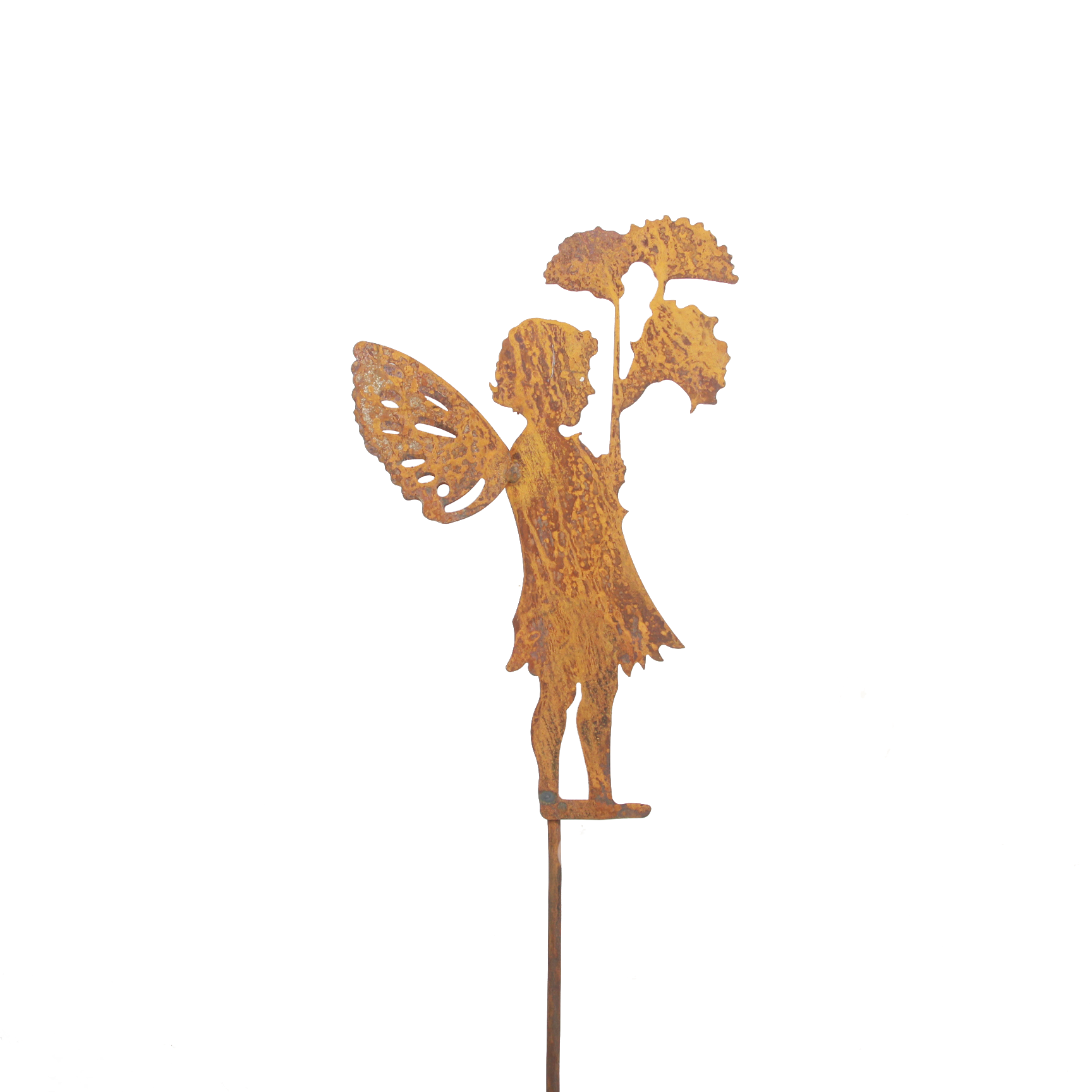 DE02024 Stake with two wings angel and leaves - Set of 3