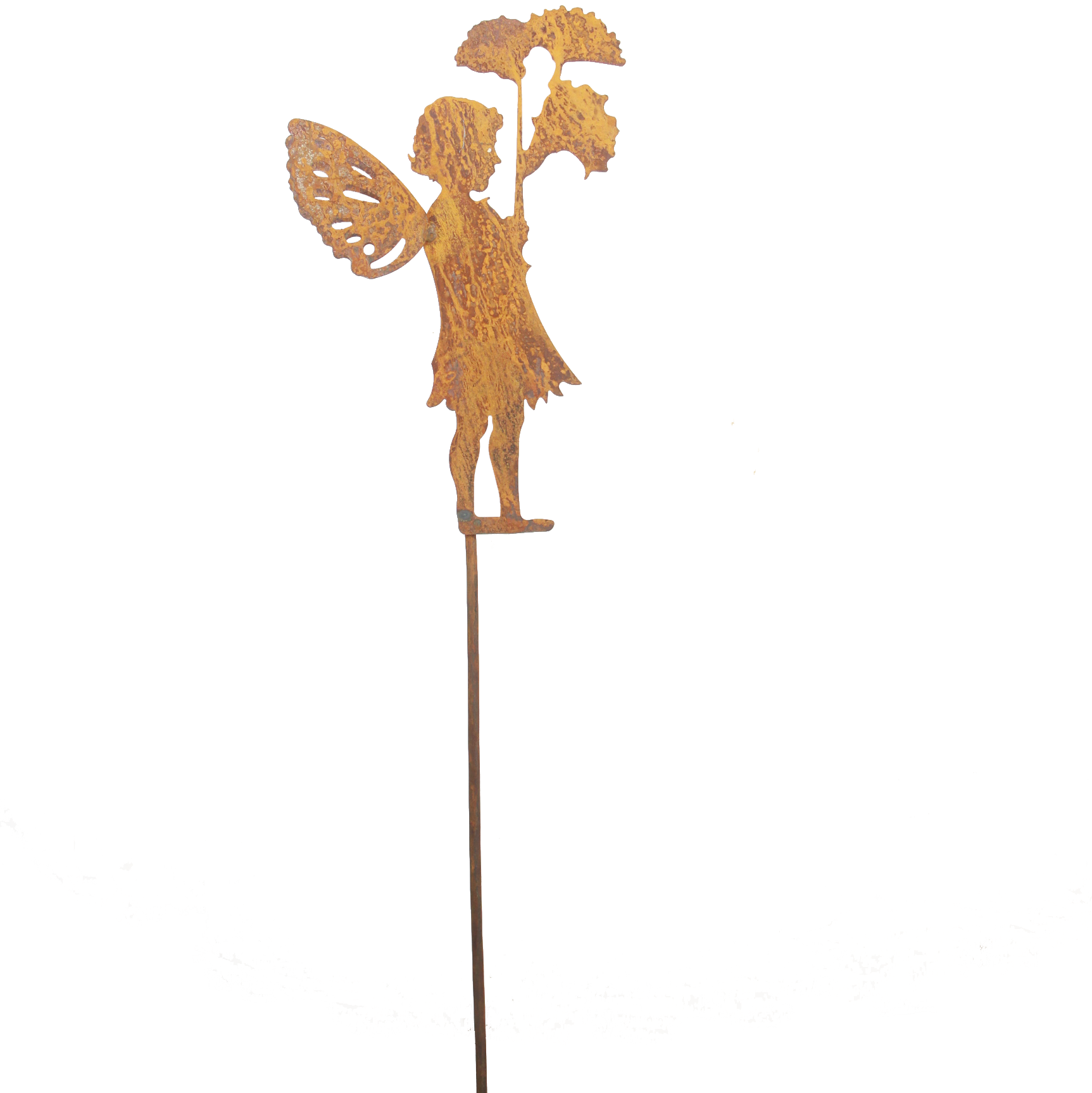 DE02024 Stake with two wings angel and leaves - Set of 3